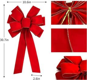 img 3 attached to 🎄 Iceyyyy 6 PCS Extra Large Golden Edged Red Velvet Wreath Bow - 30.7" x 10.6" - Christmas Valentine's Day - Christmas Tree Topper Ornament Bow for Home Wreath Tree Decoration