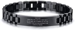 img 4 attached to 💑 MEALGUET Personalized Stainless Steel Love Quote Engraved Couple Link Bracelets - His & Hers Wristbands for Lover Husband Wife Boyfriend Girlfriend, Perfect Valentine's Day Gift