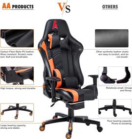 img 1 attached to 🎮 AA Products Gaming Chair: Ergonomic High Back Computer Racing Chair with Footrest and Lumbar Support in Black/Orange – Adjustable Office Swivel Chair