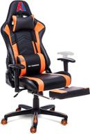 🎮 aa products gaming chair: ergonomic high back computer racing chair with footrest and lumbar support in black/orange – adjustable office swivel chair logo