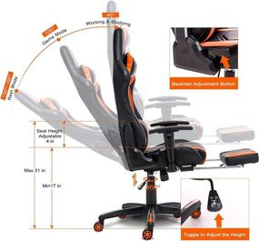 img 2 attached to 🎮 AA Products Gaming Chair: Ergonomic High Back Computer Racing Chair with Footrest and Lumbar Support in Black/Orange – Adjustable Office Swivel Chair