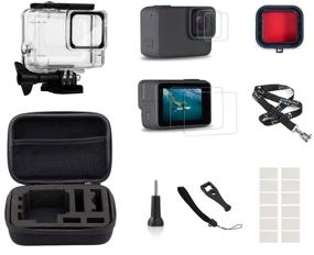 img 4 attached to Complete Accessories Kit for GoPro Hero 7 Silver/White - Waterproof Housing, Travel Case, Neck Strap, Screen Protector, Red Filter, Anti-Fog Insert