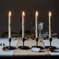 lights4fun, inc. birch wax flameless led taper candles set of 4 - battery operated, remote control included logo