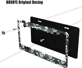 img 2 attached to HOSNYE Pirate Jolly Roger Skull Crossbones License Plate Frame Black And White Metal License Plate Cover Front Plates Frames Car Tag Frame For Women Men US Vehicles Standard