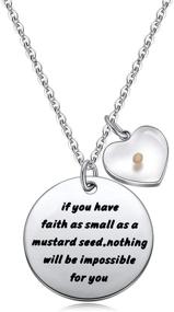 img 4 attached to 🌱 Ukodnus Mustard Seed Charm Necklace - Inspirational Christian Jewelry Gift for Women and Girls, Faith As Small As A Mustard Seed - Matthew 17:20 Necklaces