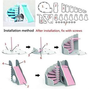 img 1 attached to 🏡 Ecological Wooden Rodent Hideout House with Climbing Ladder Slide Hut Exercise Toys - Deluxe Villa for Dwarf Hamster, Rat, Mouse by JUILE YUAN