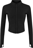 sleek and streamlined: tanming women's full zip seamless workout jacket for running, yoga & track logo