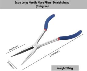 img 1 attached to 🔧 Набор тонких длинных плоскогубцев WISEPRO - 11 дюймов, 16 дюймов - 90 °, 45 ° и прямые игольчатые носы.