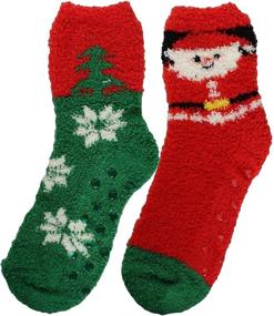 img 2 attached to Christmas Kids Slipper Socks, Cozy Fuzzy Holiday Socks with Anti-Slip Grips, 6 Pack in a Nice Gift Box - Perfect Holiday Gift
