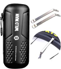 img 4 attached to Bike Tool Storage Bag for Cycling - WILD MAN Bicycle Repair Tool Pouch with Sealed Zipper and Metal Tire Levers, Fits Bicycle Water Bottle Cage