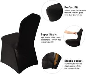 img 3 attached to Manmengji 10 PCS Black Spandex Chair Slipcovers - Perfect for Wedding, Banquet, and Party Protectors!