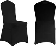 manmengji 10 pcs black spandex chair slipcovers - perfect for wedding, banquet, and party protectors! logo