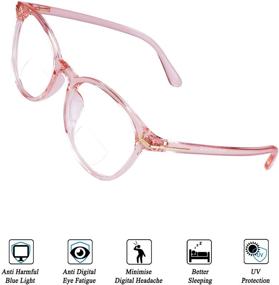 img 1 attached to 👓 VisionGlobal Bifocal Reading Glasses Blue Light Blocking for Men and Women - Retro Oval Computer Readers with Stylish Design