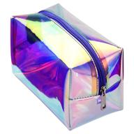 голографическая фиолетовая косметичка: большая прозрачная органайзер сумка для макияжа для студенток, подростков и женщин - идеальный подарок для ценителей канцелярии. логотип