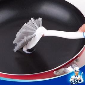 img 1 attached to 🧽 MR.SIGA Long-Handled Dish Brush with Built-in Scraper - Ideal Scrubbing Brush for Pots, Pans, and Kitchen Sink Cleaning (Pack of 3)