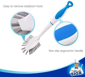 img 2 attached to 🧽 MR.SIGA Long-Handled Dish Brush with Built-in Scraper - Ideal Scrubbing Brush for Pots, Pans, and Kitchen Sink Cleaning (Pack of 3)