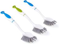 🧽 mr.siga long-handled dish brush with built-in scraper - ideal scrubbing brush for pots, pans, and kitchen sink cleaning (pack of 3) logo