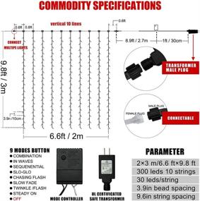 img 1 attached to 🎄 Dooit 9.8ft6.5ft300LED Curtain String Lights: Ultimate Decoration for Christmas Party, Wedding Ceremony, Home Garden, Bedroom - Indoor/Outdoor Use - Warm White Illumination - 8 Modes, 29v UL Plug-In