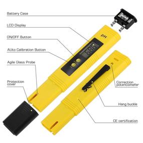 img 3 attached to 🌡️ Highly Accurate Digital pH Tester Pen for Water Hydroponics – Pocket Size, 0.01 Resolution, 0-14 pH Measurement Range – Ideal for Household, Drinking, Pool, and Aquarium (Yellow)