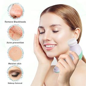 img 3 attached to Newest 2021 Tdnrqy Waterproof Facial Cleansing Face Scrubber - 4-in-1 Brush + 1 Beauty Care Masser for Deep Cleansing, Gentle Exfoliating, Removing Blackhead - Ideal Gift for Christmas, Skin Care