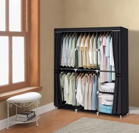 img 3 attached to 👗 YOUUD 50-Inch Portable Wardrobe Closet Organizer with Non-Woven Fabric, Hanging Rod, and Easy Assembly