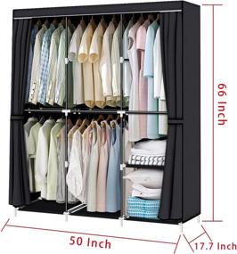 img 2 attached to 👗 YOUUD 50-Inch Portable Wardrobe Closet Organizer with Non-Woven Fabric, Hanging Rod, and Easy Assembly