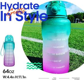 img 3 attached to Giotto 64oz Motivational Water Bottle with Time Marker & Straw - Large Half Gallon, Leakproof Tritan BPA Free Water Jug for Fitness, Gym and Outdoor Activities - Ensure Adequate Daily Water Intake