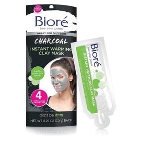 img 2 attached to 🧖 Bioré Charcoal Warming Clay Facial Mask for Oily Skin - Deep Pore Cleanser with Natural Charcoal, Dermatologist Tested, Non-Comedogenic, Oil Free, 4-Pack (1 Count)