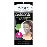 🧖 bioré charcoal warming clay facial mask for oily skin - deep pore cleanser with natural charcoal, dermatologist tested, non-comedogenic, oil free, 4-pack (1 count) logo