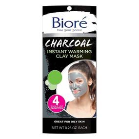 img 4 attached to 🧖 Bioré Charcoal Warming Clay Facial Mask for Oily Skin - Deep Pore Cleanser with Natural Charcoal, Dermatologist Tested, Non-Comedogenic, Oil Free, 4-Pack (1 Count)