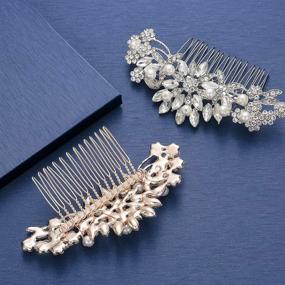 img 1 attached to Exquisite Rose Gold Wedding Hair Comb: Glamorous Pearl Crystal Bridal Hair Accessories for Bride and Bridesmaid