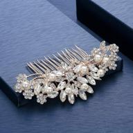 exquisite rose gold wedding hair comb: glamorous pearl crystal bridal hair accessories for bride and bridesmaid logo