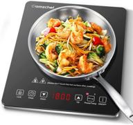 amzchef portable induction cooktop - single electric cooking burner, ultra thin design, 1800w sensor touch hot plate, countertop burner with 8 temperature and power levels, 3-hour timer, safety lock логотип