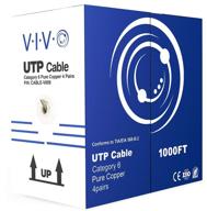 🔌 vivo серый 1000 футов булк категория 6 ethernet кабель, полная медь, 23 awg, utp pull box, установка сети в помещении - cable-v009 логотип
