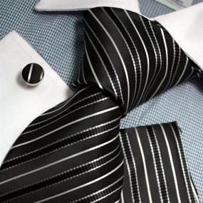 img 3 attached to PH1070 Stripes Handkerchiefs Cufflinks Epoint Men's Accessories and Ties, Cummerbunds & Pocket Squares