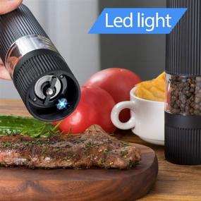 img 2 attached to Adjustable Coarseness Electric Pepper Grinder or Salt Mill - 🔋 Battery Powered Automatic Pepper Mill with Blue LED Light (1 Pack)