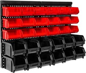 img 4 attached to 🔴 Blackred Wall Mounted Storage Bins - 30 Wall Mount Tool Organizer Bins for Easy Access to Tools, Hardware, Crafts, Office Supplies and More - Parts Rack Container