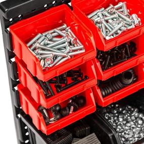 img 3 attached to 🔴 Blackred Wall Mounted Storage Bins - 30 Wall Mount Tool Organizer Bins for Easy Access to Tools, Hardware, Crafts, Office Supplies and More - Parts Rack Container