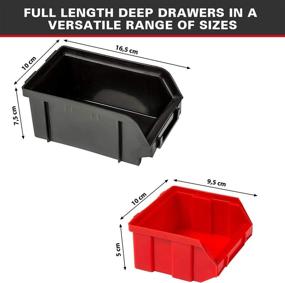 img 2 attached to 🔴 Blackred Wall Mounted Storage Bins - 30 Wall Mount Tool Organizer Bins for Easy Access to Tools, Hardware, Crafts, Office Supplies and More - Parts Rack Container