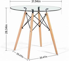 img 2 attached to 🍽️ Stylish Round Glass Dining Table with Wood Legs - Ideal for Small Dining Rooms and Home Offices