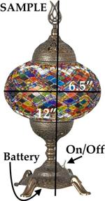 img 2 attached to 💜 Colorful Battery Operated Mosaic Table Lamp - Handmade Turkish Moroccan Design with Built-in LED Bulb and No Cord - Lilac