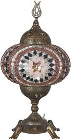 img 3 attached to 💜 Colorful Battery Operated Mosaic Table Lamp - Handmade Turkish Moroccan Design with Built-in LED Bulb and No Cord - Lilac