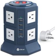 💥 iclever power strip tower surge protector - 8 розеток переменного тока, 4.5a, 4 порта usb, 10 футовой кабель - синий. логотип