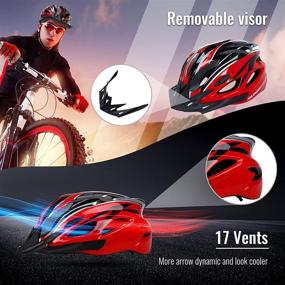 img 1 attached to Adjustable Size Dial Bike Helmet for Adults - Sunrimoon Men and Women Bicycle Helmet with Visor, Reflective Safety Ribbon for Road Biking