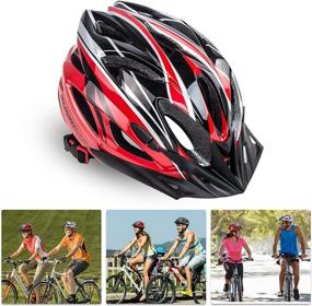 img 4 attached to Adjustable Size Dial Bike Helmet for Adults - Sunrimoon Men and Women Bicycle Helmet with Visor, Reflective Safety Ribbon for Road Biking