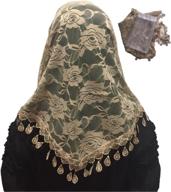 👒 stylish mass veil catholic church mantilla: elegant lace shawl or scarf for latin mass head covering - includes convenient storage pouch logo