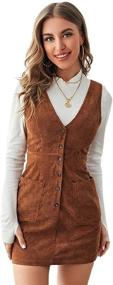 img 2 attached to SheIn Sleeveless Corduroy Pinafore Overall Women's Clothing for Jumpsuits, Rompers & Overalls