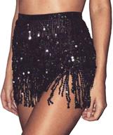 🎉 sequin fringe belly dance hip skirt tassel wrap scarf for women and girls - perfect party and rave outfit by kakaco logo