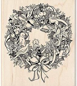 img 3 attached to Inkadinkado 60-00933 Wood Stamp: Enhance Your Crafts with the Wreath Doodle Design!