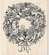 inkadinkado 60-00933 wood stamp: enhance your crafts with the wreath doodle design! logo